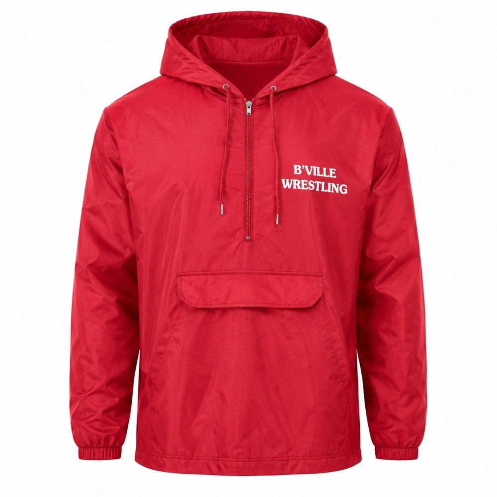 Vintage 80s Hartwell Sports Red Windbreaker Half Zip Pullover Hoodie Made in USA